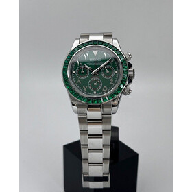 Custom Seiko Mod • Green Diamond Arabic Daytona • 39.5mm